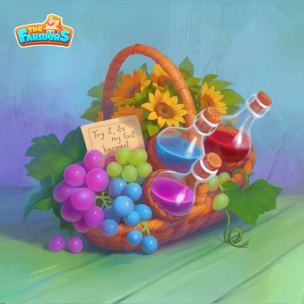 Puzzle de natureza‑morta de outono com cesta, uvas, garrafas, folhas e flores sobre piso de madeira, coleção Autumn Aroma