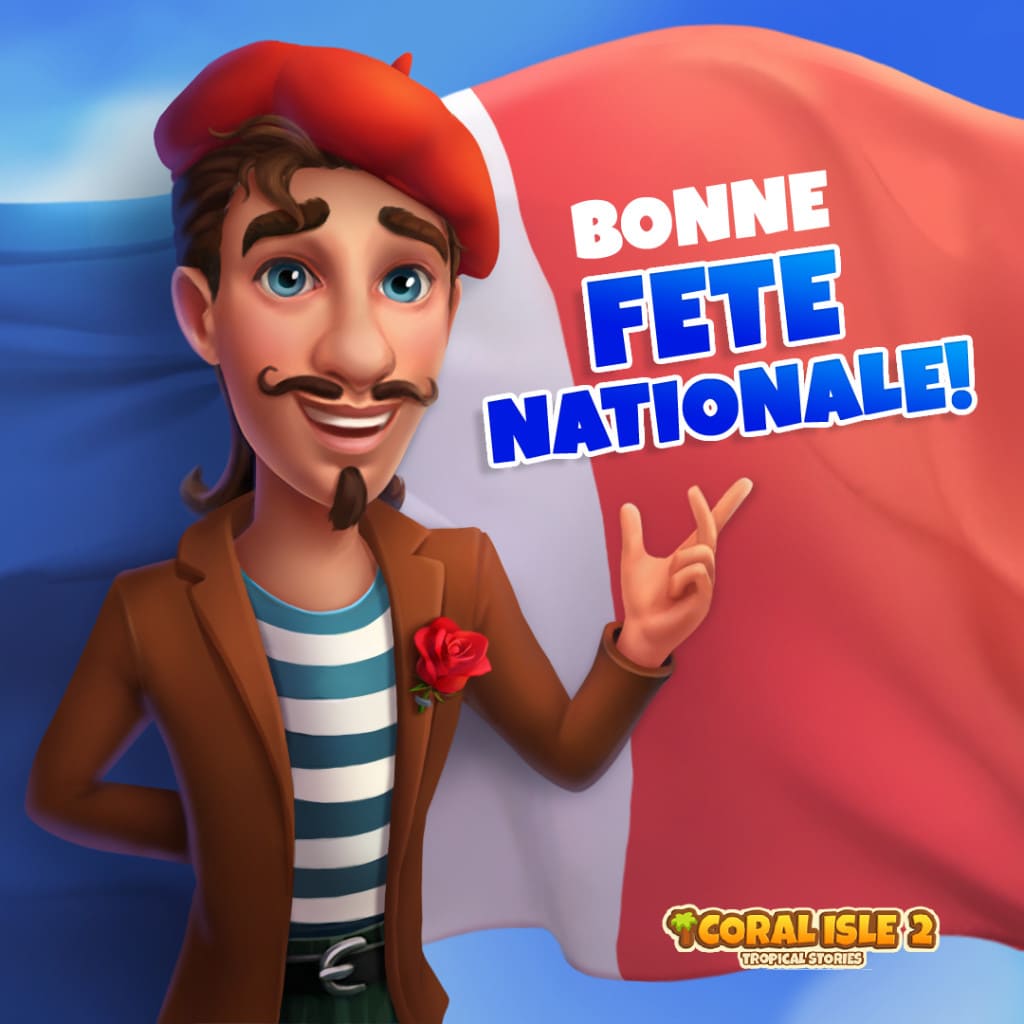 Puzzle della festa francese con figura che indossa un basco davanti alla bandiera francese