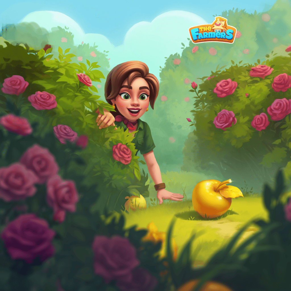 Puzzle ogrodowe z jabłkiem leżącym na trawie wśród krzewów, kolekcja Złote jabłko