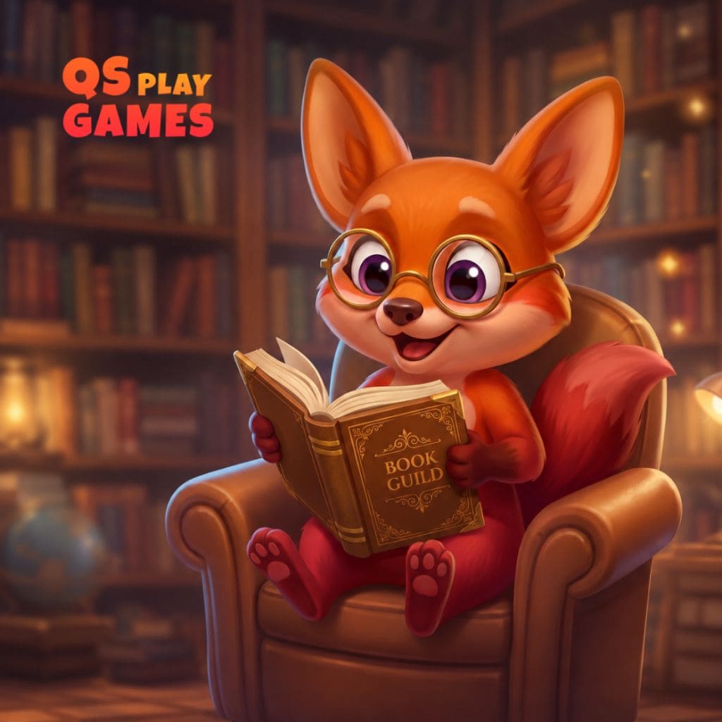 Library jigsaw puzzle showing an illustrated fox with glasses sitting in an armchair reading a book near shelves filled with books
