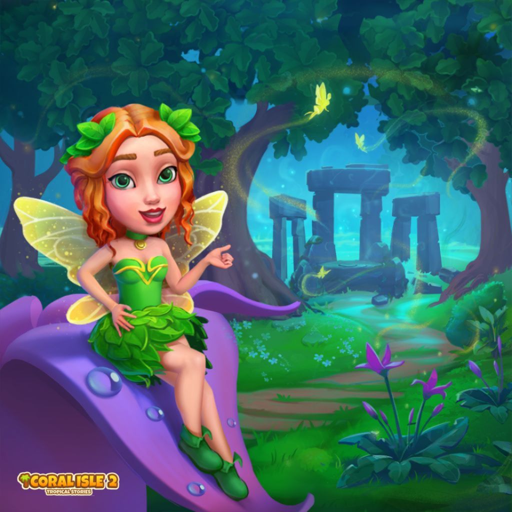 Wiosenny puzzle leśny z kamiennymi ruinami, drzewami, mchem i bujną roślinnością, kolekcja Wiosenna symfonia