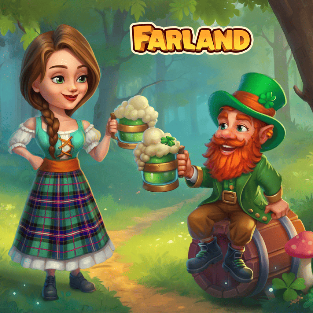 Puzzle de pub con dos figuras brindando con jarras junto a barriles en un sendero, colección Encuentros en el pub